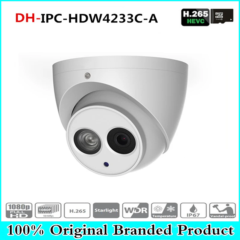 DH Wholesale IPC-HDW4233C-A 2MP Dome Network IP Camera Built-in Mic Small IR HD WDR POE H.265/H.264 IPC-HDW4233C-A