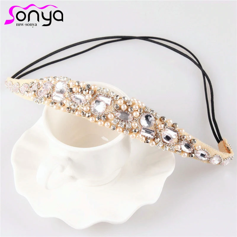 

Newest Design Women Rhinestone Headbands Fashion Luxury Elastic Wedding Hair Accessories 3H2014