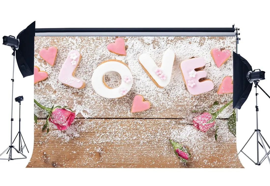 

Valentine's Day Backdrop Sweet Hearts Love Rose Flowers Rustic Stripes Wood Plank Romantic Background