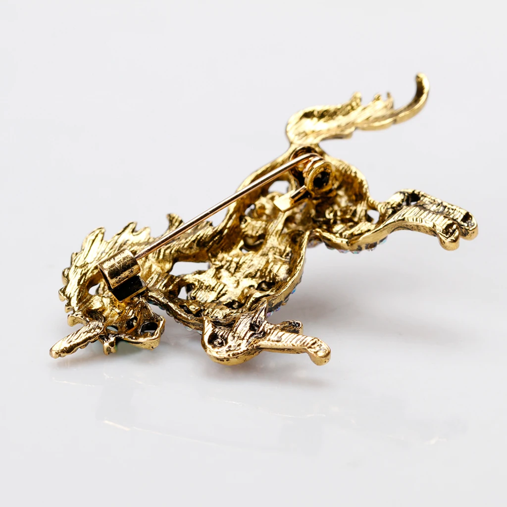 Hot Sa;e Vintage Rhinestone Unicorn Brooches Pins Animal Jewelry Costume Horse Shaped Badge For Coat Bags Clothing Ornament