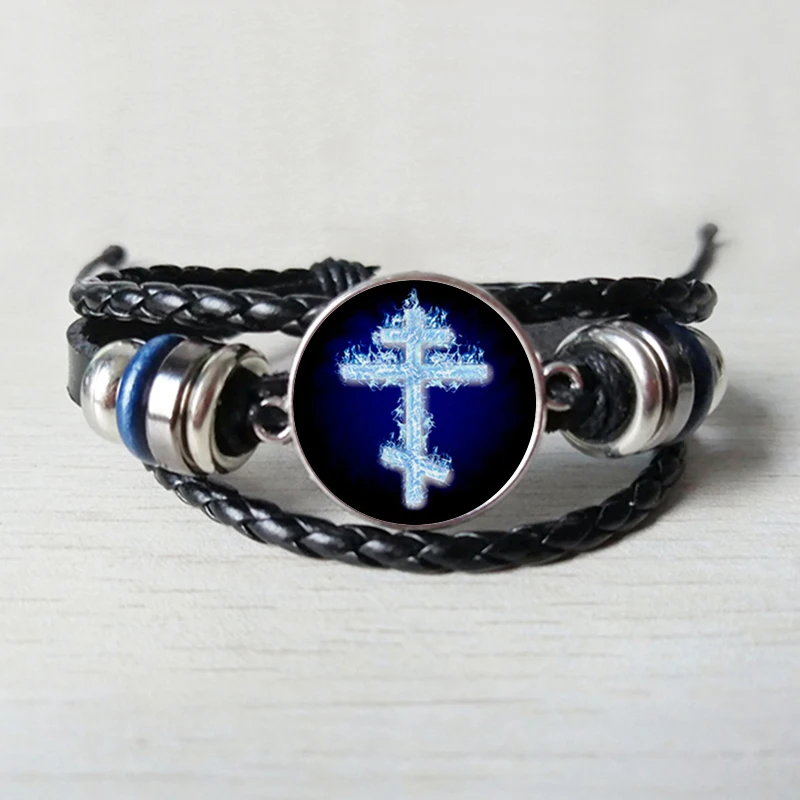 Горячая Распродажа, ортодоксальный кожаный браслет византийский Русский черный браслет стеклянный браслет ювелирные изделия