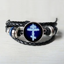 Горячая Распродажа, ортодоксальный кожаный браслет византийский Русский черный браслет стеклянный браслет ювелирные изделия