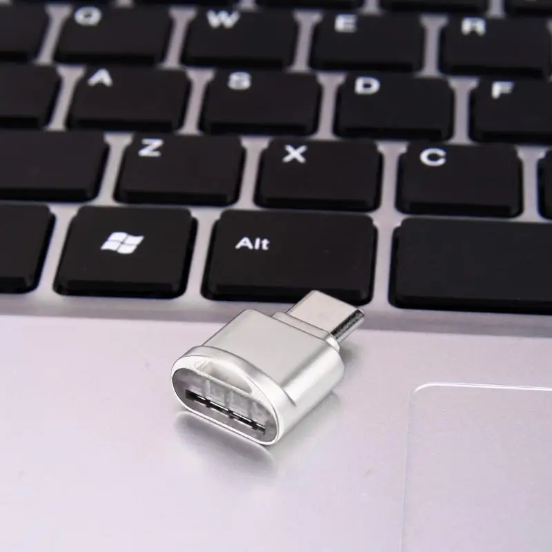 Мини металлический считыватель карт type-C портативный брелок для ключей USB 3,1 type C Micro SD TF карта памяти OTG для мобильного телефона