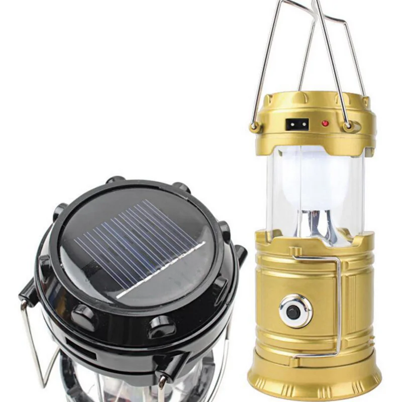 Free Shipping Camping Lamp Tent Light Lantern Solar Power USB Portable Rechargeable LED Flashlight 