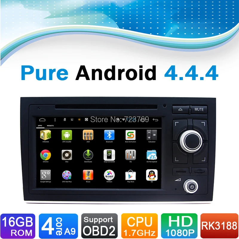 16 ГБ INAND flash, 4 ядра, чистый Android 4.4.4 dvd-плеер автомобиля для Audi A4 (2002-2008.9) Автомобильный DVD GPS навигации Системы