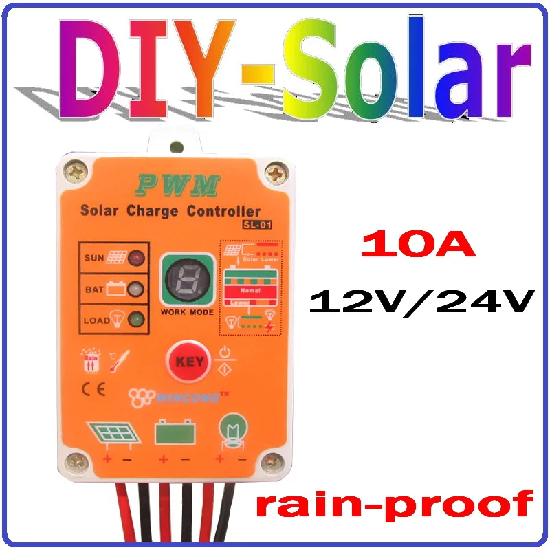 

12V/24V auto sensing 10A rain-proof PV controller