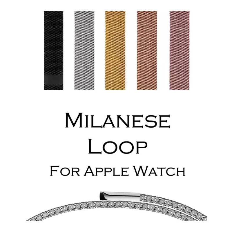 Milanese Loop Band for Apple Watch 38/42mm Series 1/2/3 Stainless Steel Strap Belt Metal Wristwatch Bracelet Replacement.