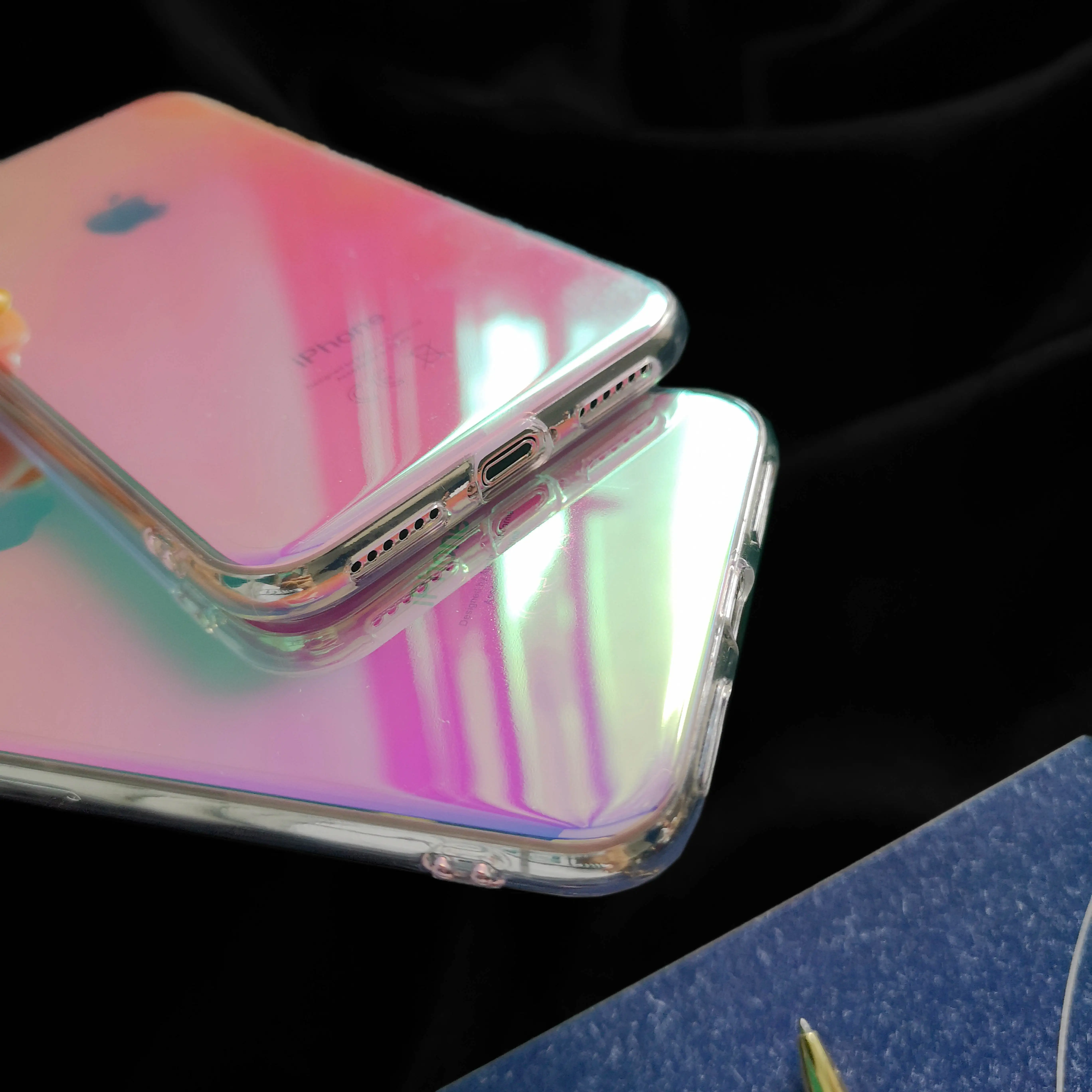 Глянцевый градиентный цветной прозрачный зеркальный Жесткий Тонкий чехол для телефона для iPhone 8 7 6 6s Plus 10 11 Pro X XS Max XR задняя крышка оболочка