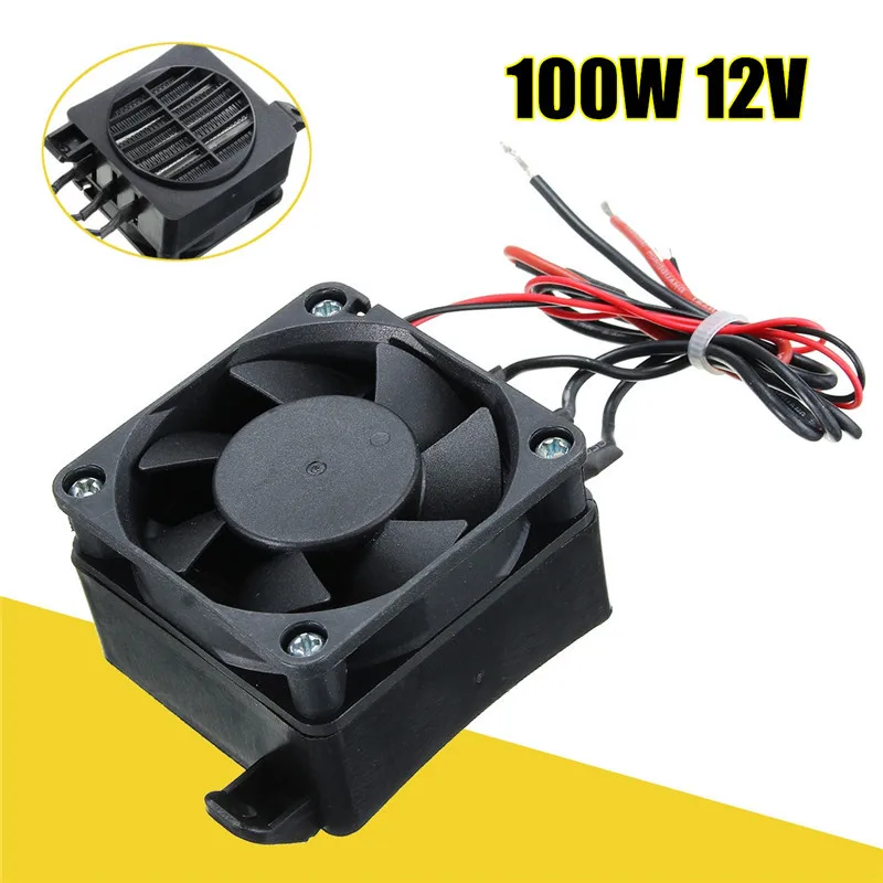 

NEW 100W 12V DC PTC Fan Heater Constant Temperature Incubator Hot Space Thermostat Black