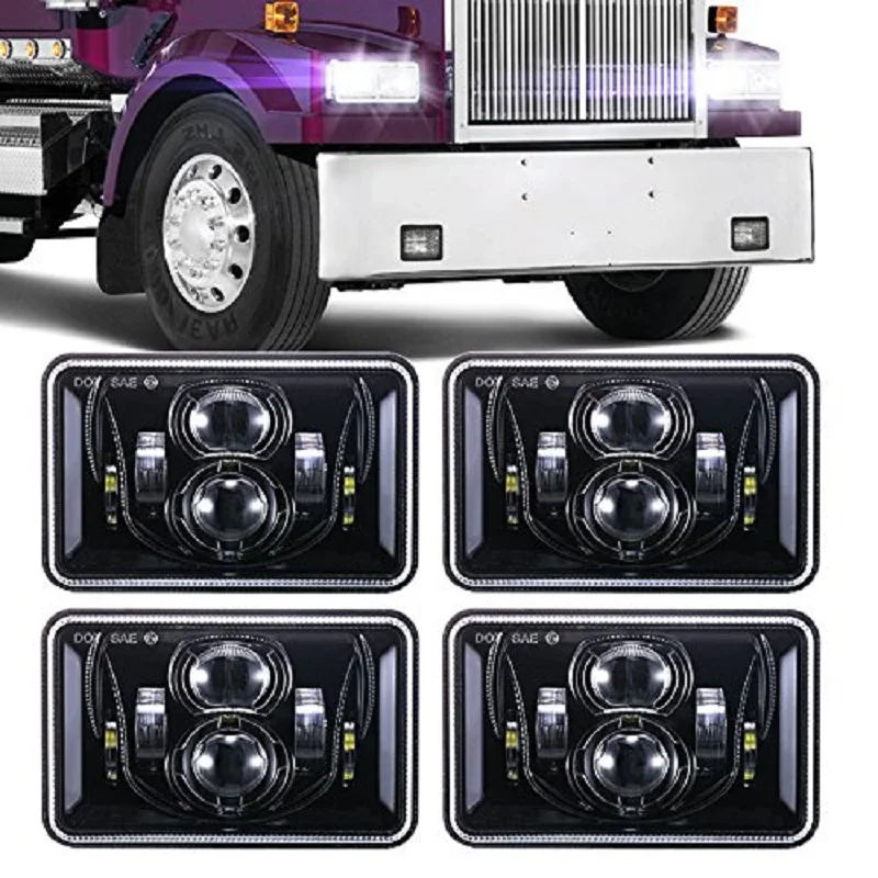 4X6 Car Led Headlight Square Light White Sealed Beam Highlow Beam Replacement For Ford Trucks Offrord (7)