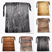 Custom White Wood Texture Drawstring Bags Travel Storage Mini Pouch Swim Hiking Toy Bag Size 18x22cm#0412-04-27