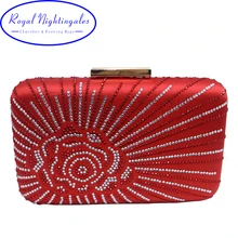 Королевская ночная женская сумка через плечо маленькая сумка через плечо Курьерская сумка, кошелек с хрустальной коробкой клатчи и вечерние сумки красный
