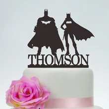 Super Hero свадебный торт Топпер, уникальный мистер и миссис свадебный торт Топпер, персонализированные пользовательские акрил серебро торт Топпер с Hero