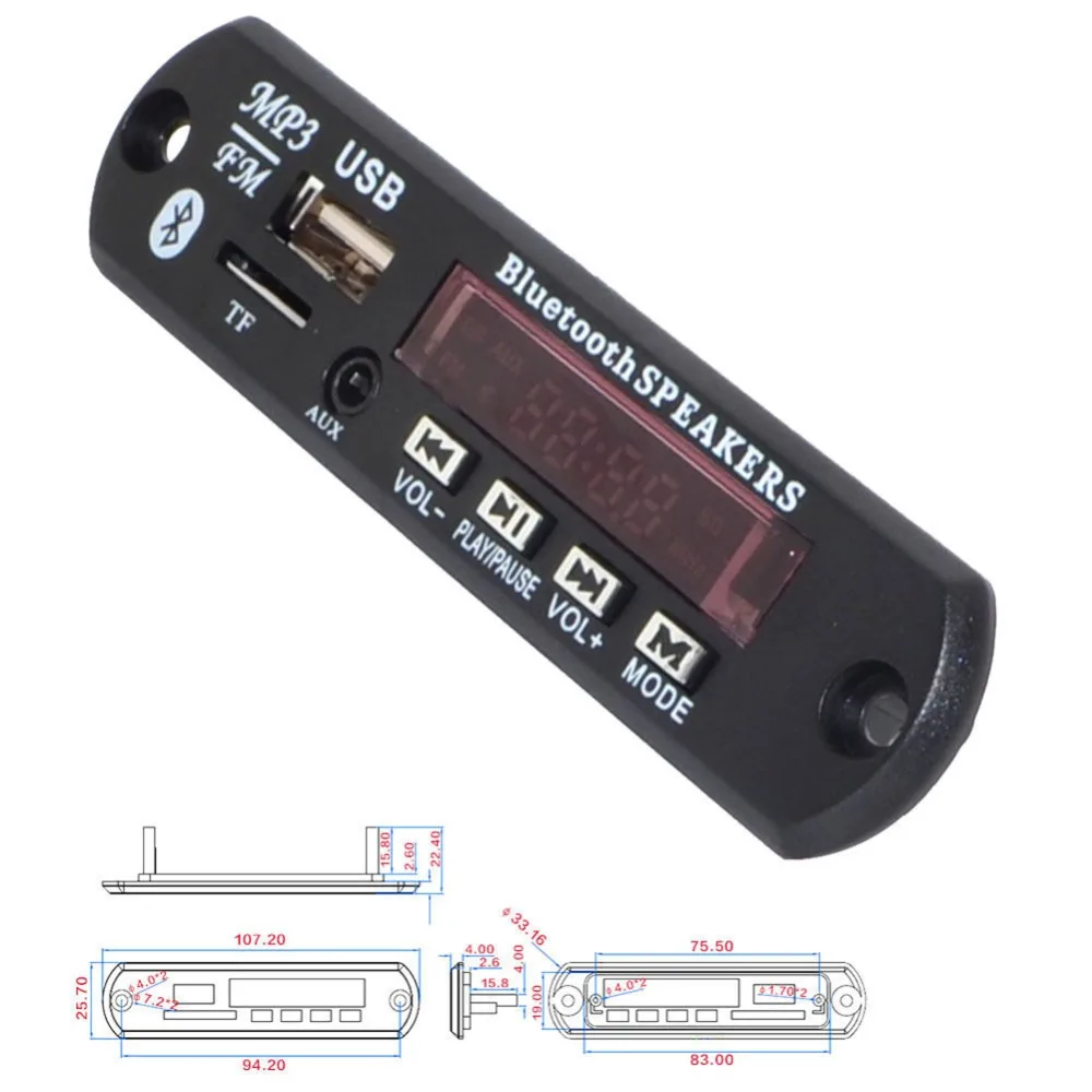 Цифровой мир беспроводной Bluetooth 12 В 5 в Micro USB 3 мм AUX FLAC MP3 WMA декодер плата аудио