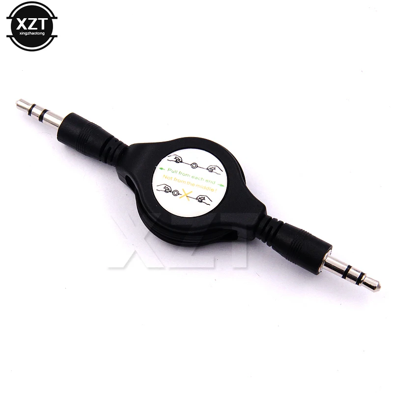 Cable de Audio auxiliar telescópico para coche, conector macho a macho