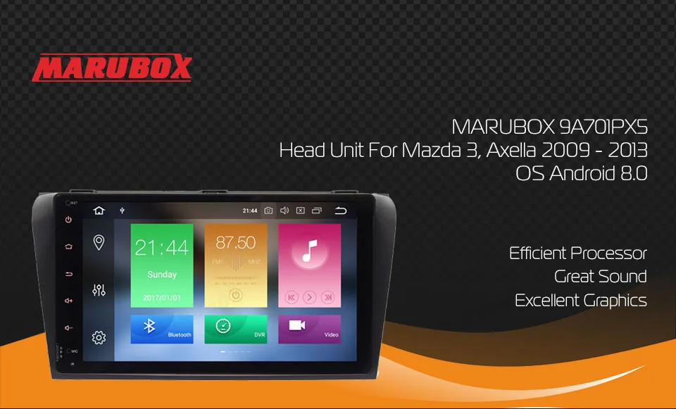 Perfect MARUBOX Head Unit 4GB RAM 2 Din Android 8 Car Radio For MAZDA 3 2009-2013 9" GPS Navigation Central Multimedia Player 9A701PX5 0