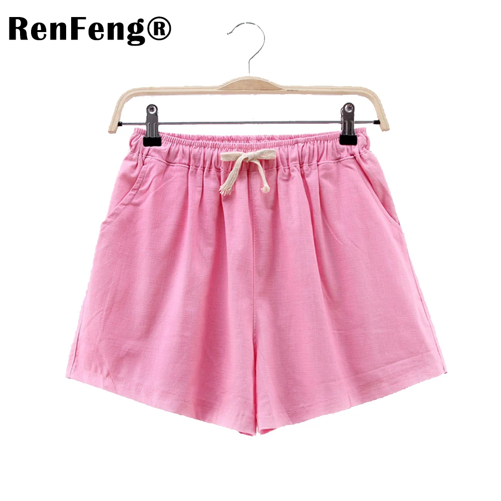 Youth Female Cotton Shorts 2018 Summer Fashion Candy Color Elastic Waist Drawstring Short Pants Woman Casual Plus Size Shorts (4)