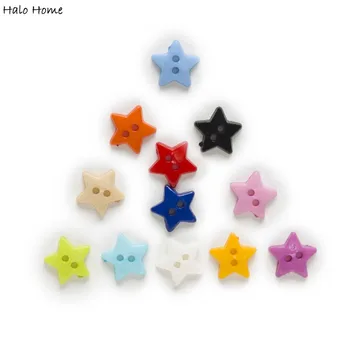 

100pcs 2 Hole Star Acryl Buttons Decor Clothing Home Sewing Scrapbooking Card Making DIY 12mm