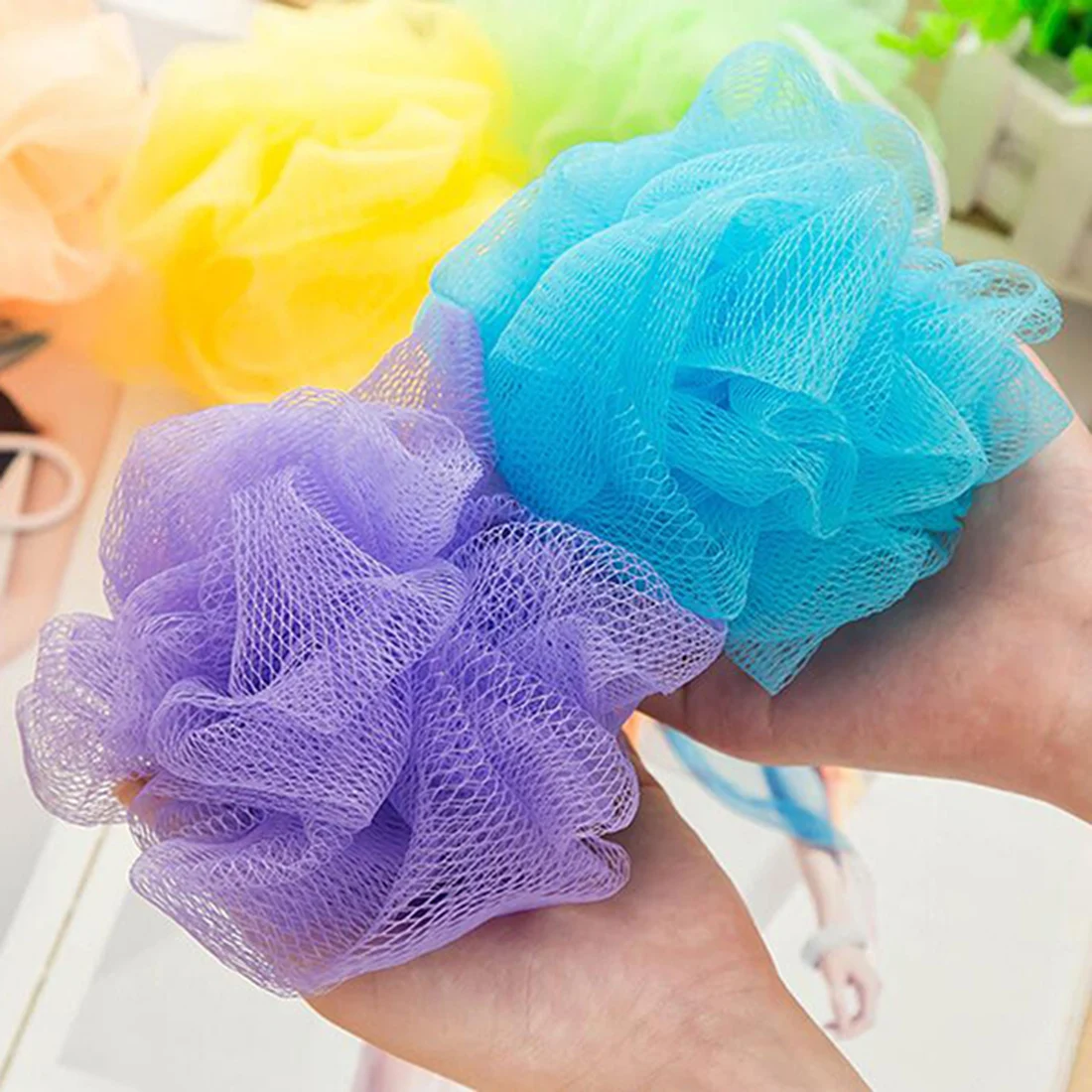 Random Color Bubble Loofah Flower Bath Ball Lot Bath Flower Sponge Bath