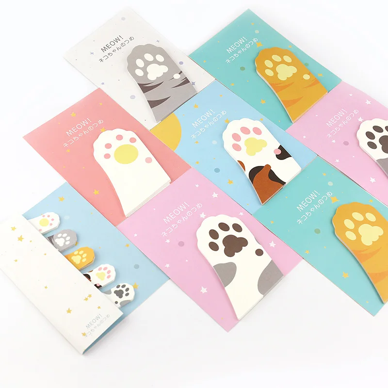 

Cute Kawaii Cartoon Note Paper Stickers Creative Cat Claw Memo Pad For Kids School Supplies Student 3813