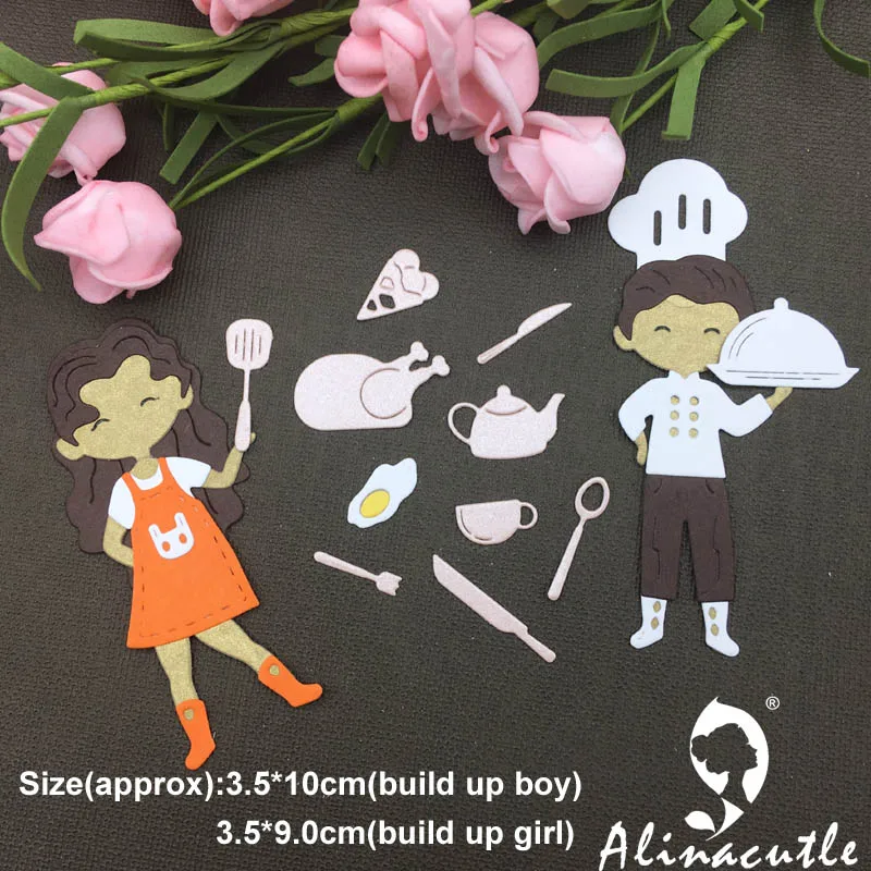 

METAL CUTTING DIE cut die alinacraft doll chef cook boy girl chicken Scrapbook paper craft album card punch knife art cutter die
