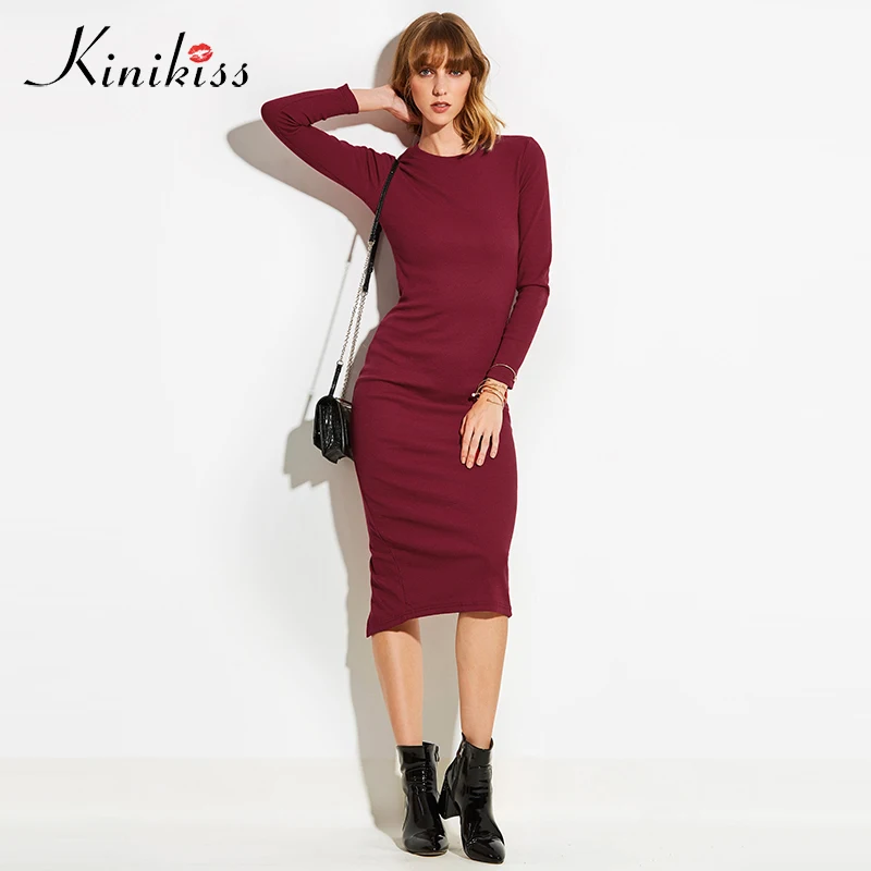 Kinikiss 2019 весенние женские пикантные Клубные серый свитер для женщин платье Тонкий