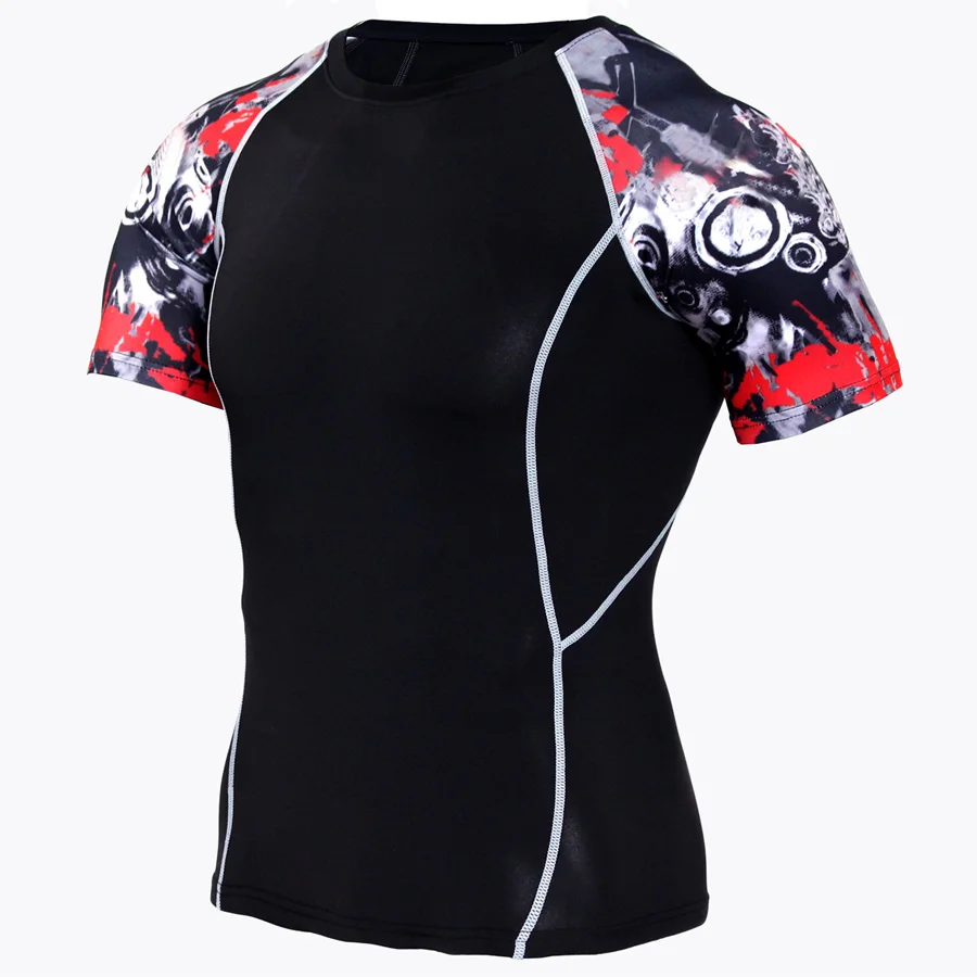 S-4XL Мужская компрессионная рубашка для бега Мужская быстросохнущая Спортивная футболка для фитнеса Мужская Рашгард для MMA футболки для бодибилдинга
