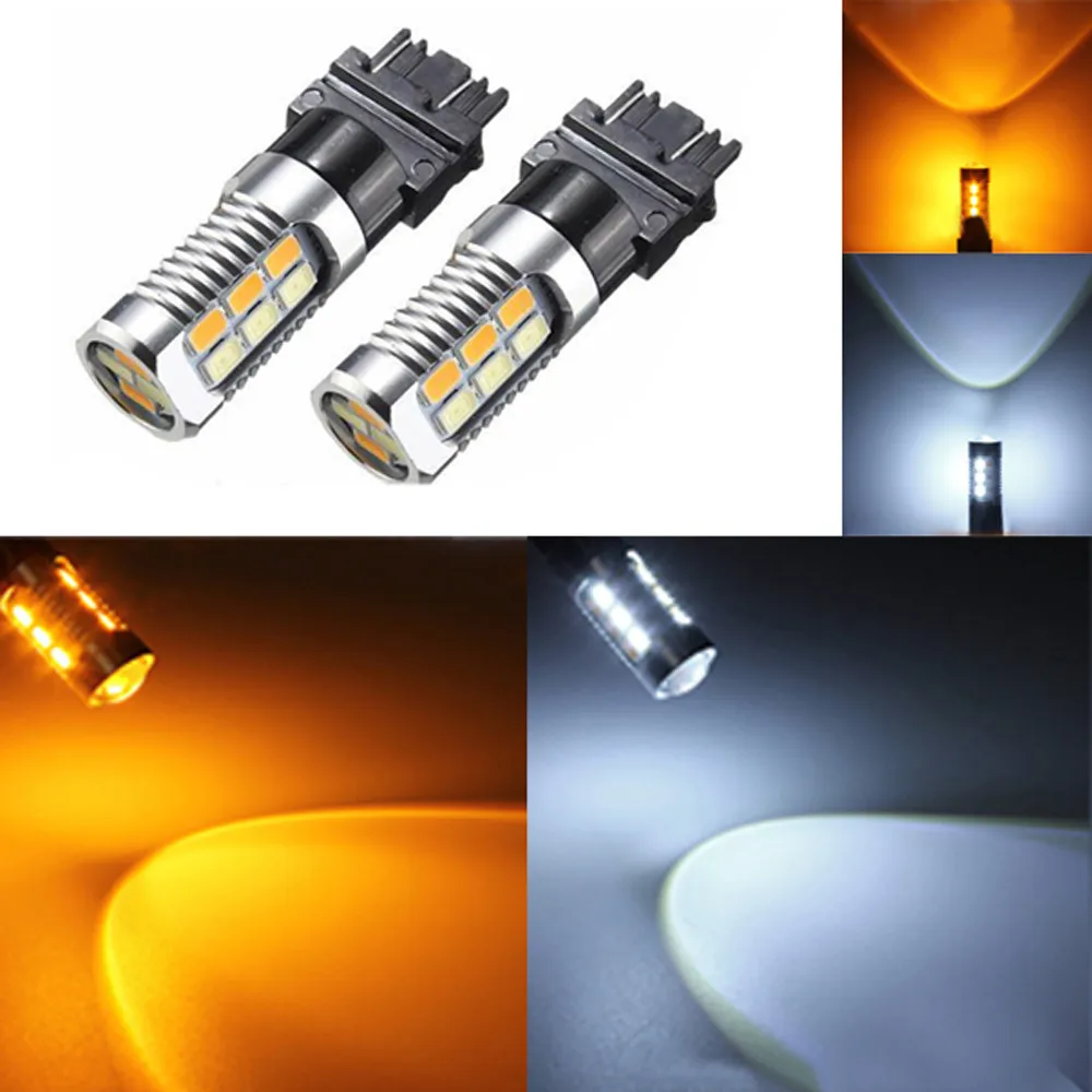 2X High Power 5730 Chip 3157 Dual Color Switchback SMD LED Tail BrakeLight Bulb (5)