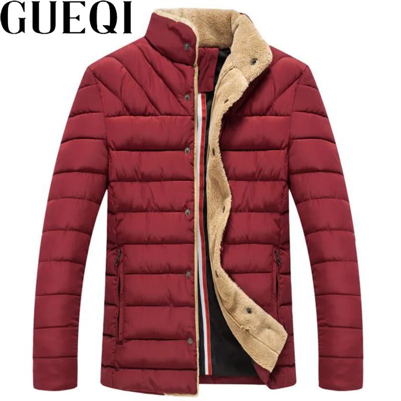 

GUEQI ADD Fleece Men Warm Parkas Plus Size M-3XL Stand Collar Casual Outerwear 2017 Man Winter Windproof Jackets
