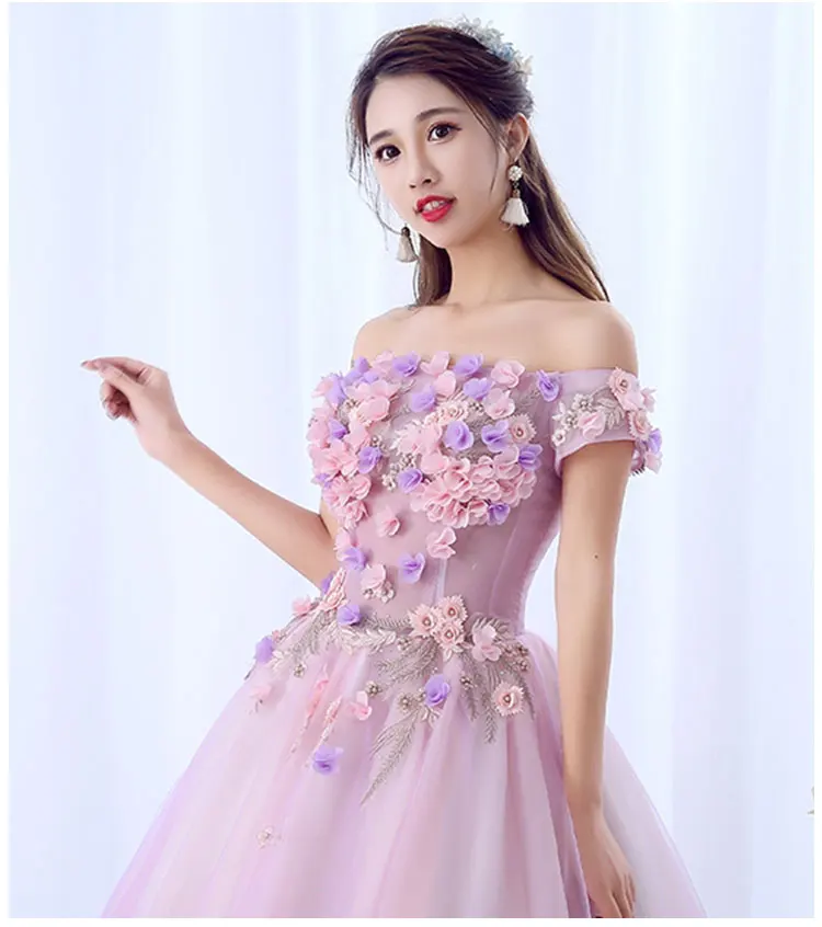 Платье для светской львицы розовые платья Quinceanera бальное платье длинное платье для выпускного вечера с цветами Маскарад сладкий 16 платье Vestidos De 15 Anos