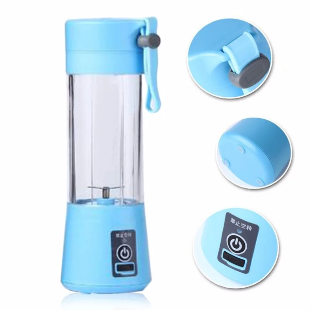 

380ml USB Electric Fruit Juicer Machine Portable Blender Shake Handheld Smoothie Maker Rechargeable Juicer Bottle Blue Juicers