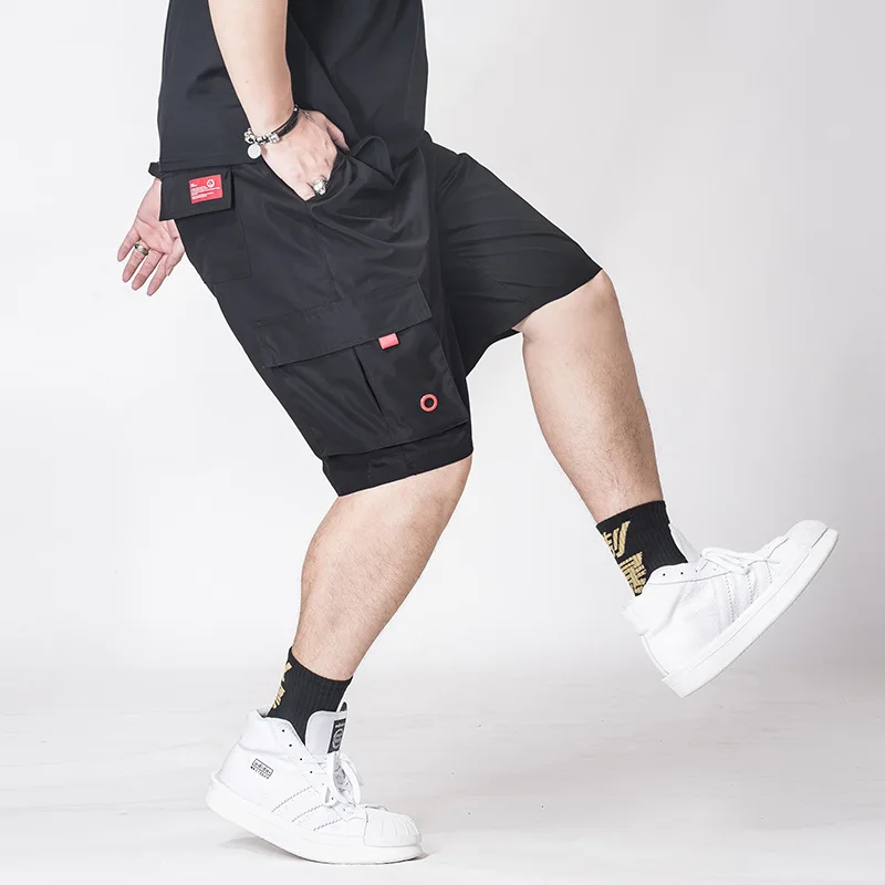 Большие размеры 5XL 6XL 7XL мужские летние шорты с эластичной талией черного цвета 4-6