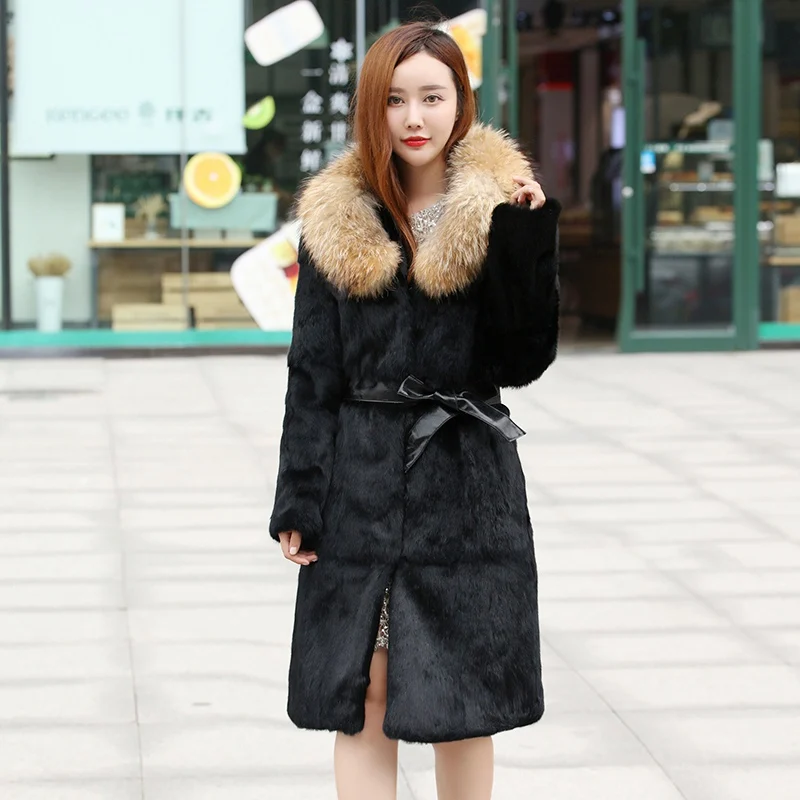 Réel Naturel Russie Col Fur Manteau Taille Collar Raccoon Avec Hiver Plus Fourrure Outwear Pelt De Grand Arrivée Nouvelle 2018 Collar La fox Mince Lapin Vestes Long Pleine Oqwx0zEn
