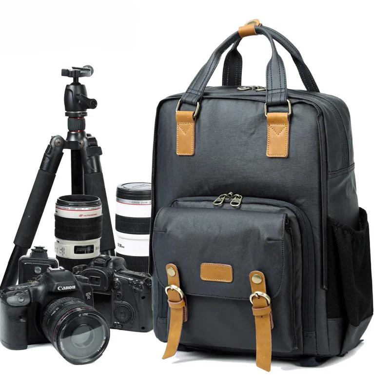 

DSLR Waterproof Canvas Camera Bag Multi-functional Photography Bag Outdoor Wear-resistant Camera Backpack for Canon/ Sony/Nikon