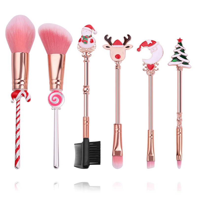 

Happy Christmas Makeup Brushes Set Foundation Blending Powder Face Eye Brush Cosmetic Brushes Tool Kit Girlfriend Gift