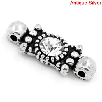 

DoreenBeads Connectors Silver color Clear Rhinestone 21x8mm,30PCs (B22426)