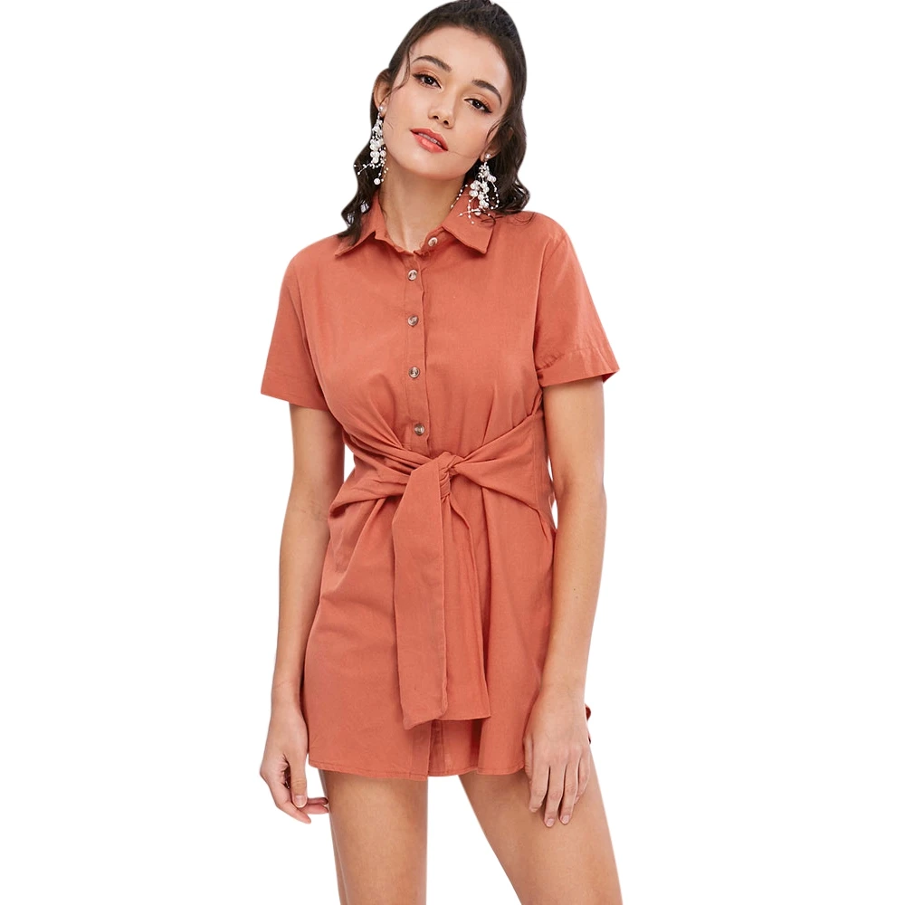 collar button up dress