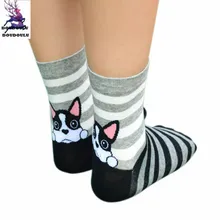 Doudoulu собака Животные в полоску Носки для девочек милые хлопковые женские забавные Носки для девочек Щенок красочные женские теплые носок женщин Повседневное носок# ss