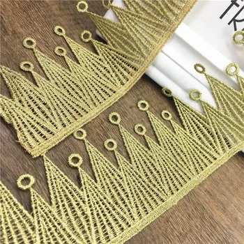 

2yard 6.8cm Gold Embroidered Lace Trim Applique Embroidery crown Dentelle Lace Ribbon Sewing Accessories Encaje TR0019