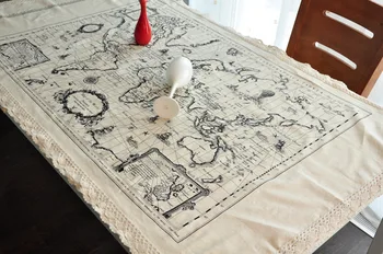 

The world map of cotton and linen table cloth, tablecloth, bar supplies, household items
