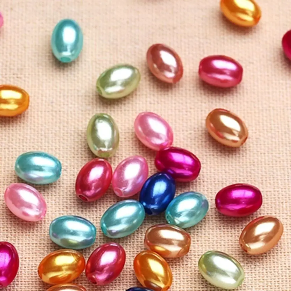20Pcs 8x11mm Glass Pearl Oval Two Colors Spacer Loose Beads Jewelry Making SS20