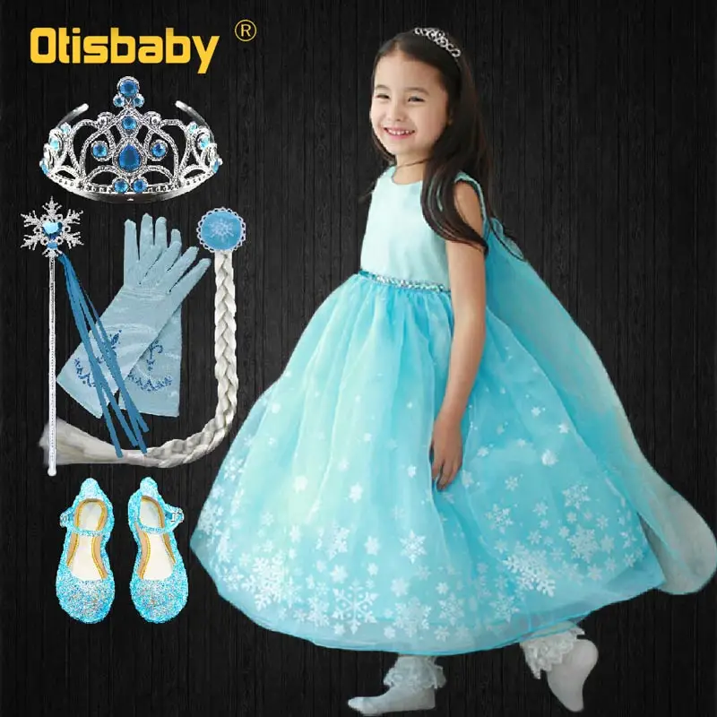 

Children Fashion Baby Princess Elsa Dress for Girls Tutu Snowflake Costume Kids Girl Ball Gowns Rapunzel Birthday Party Clothing