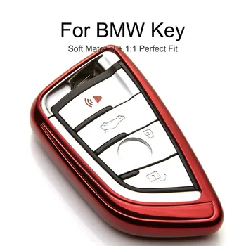 

TPU Protection Car Key Case Cover Skin Shell For BMW 1 2 5 7 Series 218i X1 F48 X3 X4 X5 X6 F15 540 740 Key Fob Ring Chain