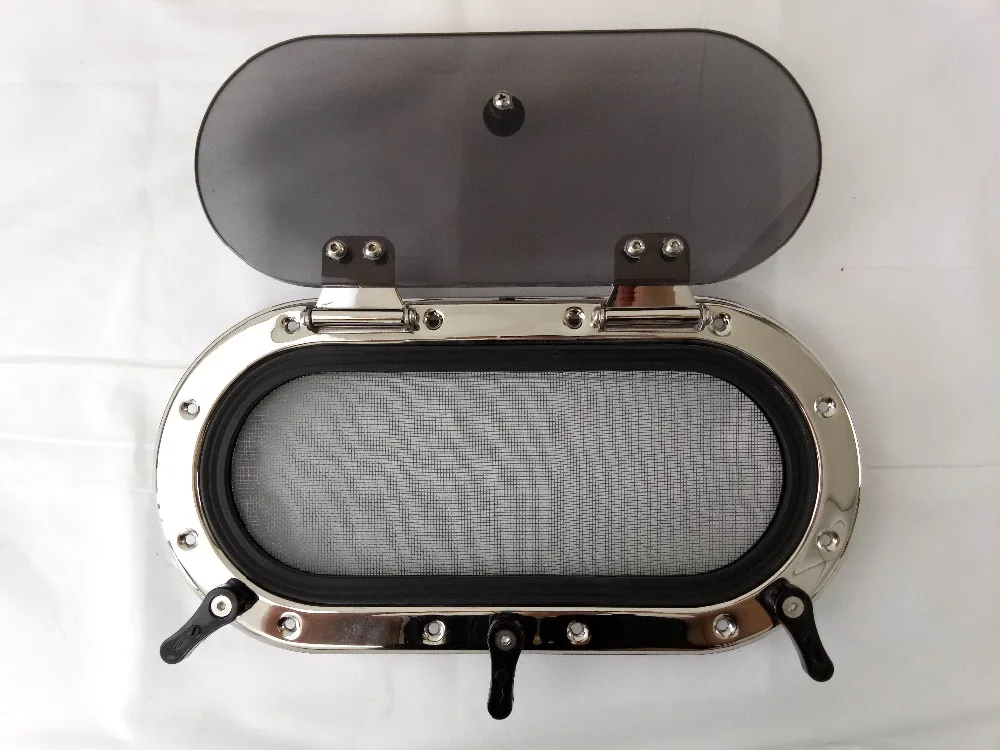 

15.7*7.9 inch 400*200mm 316L Stainless Steel Oval Shape Opening Portlight Porthole Window Hatch For Marine Boat Yacht