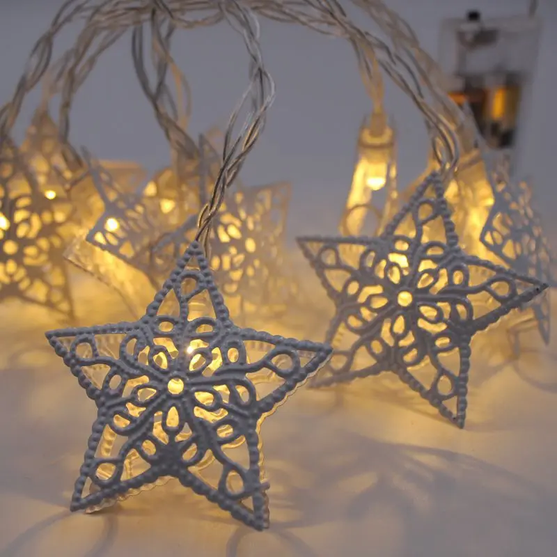 

1.5M 10LED/3M 20 LED Christmas garland Iron Star Fairy String Lights Battery Powered for Bedroom Room Party Wedding Decoration