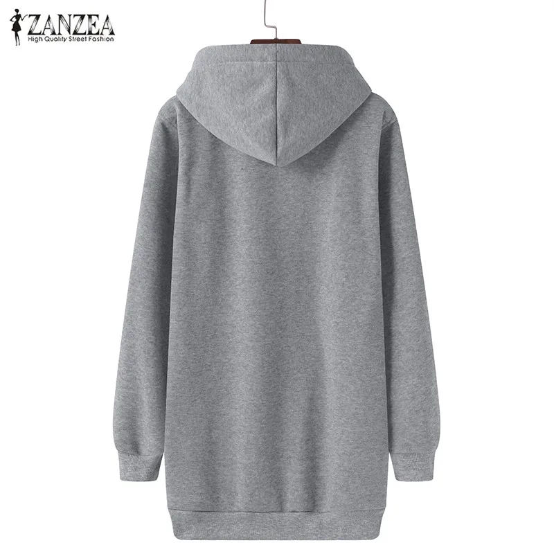  ZANZEA Women Hoodies Sweatshirt 2019 Spring Autumn Female Long Sleeve Hooded Tops Casual Loose Plus