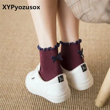 

1 Pair Spring Summer Funny Bow Woman Short Socks Chaussette Female Girl Kawaii Ankle Socks Women Solid Color Cute Socks