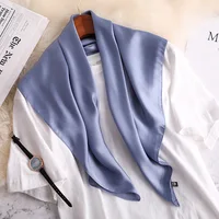 2023 New Fashion Summer Silk Square Scarf Solid Women Satin Neck Hair Tie Band Soft Beach Hijab Head Female Foulard Free Shiping 3