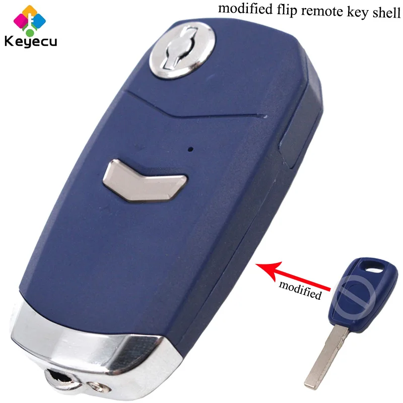 

KEYECU Replacement Modified Flip/ Folding Remote Control Car Key Shell Case With 1 Button & Uncut SIP22 Blade - FOB for Fiat
