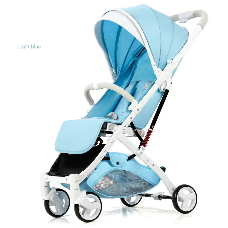 Быстрая, 5,8 Кг, ультра-светильник, детская коляска, переносная, складная, ударопрочная, детская коляска с зонтиком, 170 градусов, для переноски в самолете - Цвет: white frame blue